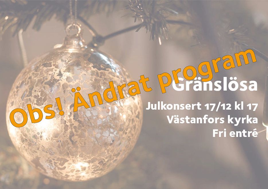 Ändrat konsertprogram på lördag